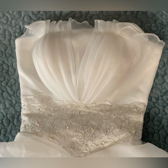 Wedding Bride Prom Dress Gown Sz XS NWOT White Layered Tulle Pleated Corset - Picture 7 of 16